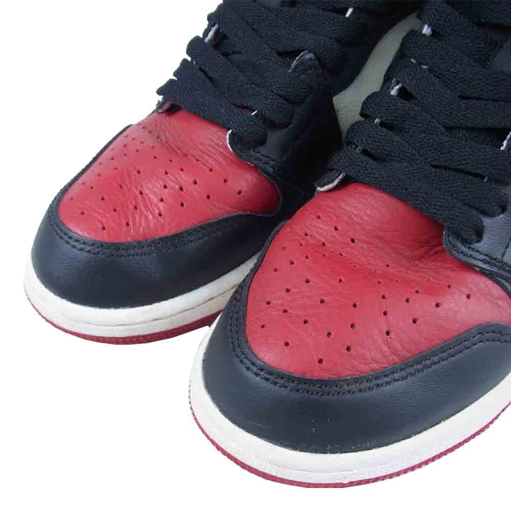 NIKE AIR JORDAN ナイキ ジョーダン 575441-610 1 RETRO HIGH OG BRED TOE GYM RED BOYS 4.5Y レトロ ハイ ブレッド トゥ ジムレッド スニーカー 23.5cm【中古】