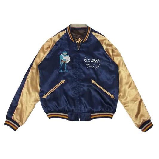 TAILOR TOYO テイラー東洋 06AW TT11145 ミュータント 鷹 日本地図 サテン × サテン スカジャン スーベニア ジャケット ネイビー系 ブラウン系 S【中古】