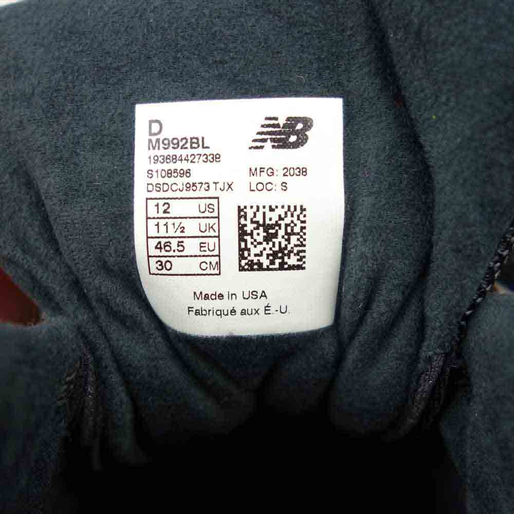 NEW BALANCE ニューバランス USA製 M992 BL ランニング スニーカー ブラック系 30cm【新古品】【未使用】【中古】