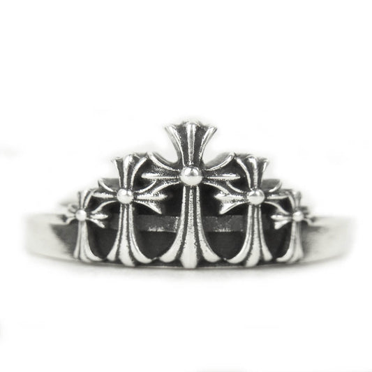 CHROME HEARTS クロムハーツ（原本無） CROWN CH CRS SILVER 925 クラウンCH クロス リング シルバー系 18号【中古】