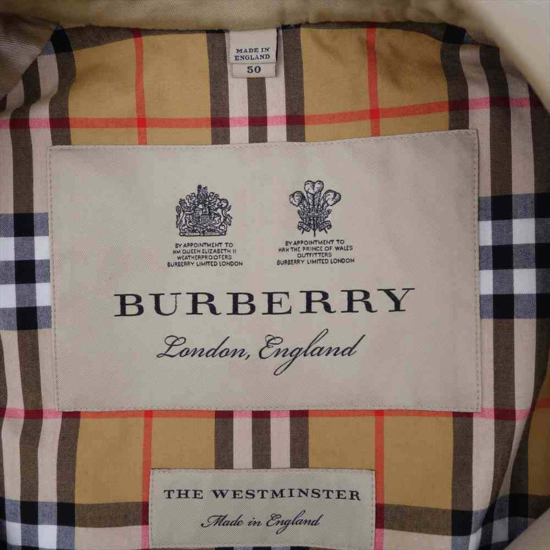 BURBERRY バーバリー London England 英国製 国内正規品 WESTMINSTER ウエストミンスター トレンチ ベージュ系 50【中古】