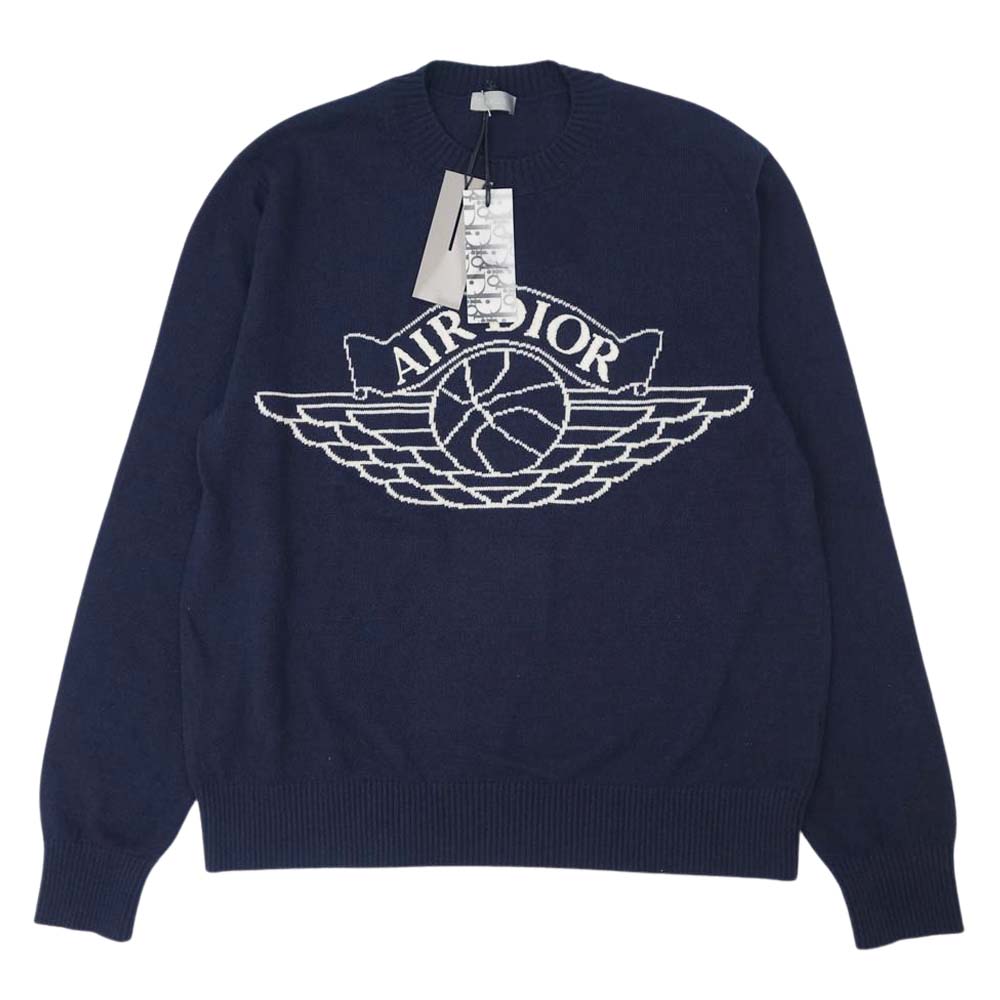DIOR HOMME ディオールオム 20SS 033M605AT142 国内正規品 × JORDAN BRAND Air Dior Wings Sweater Navy エアディオール ウィングス セーター カシミヤ混 ネイビー系 L【中古】