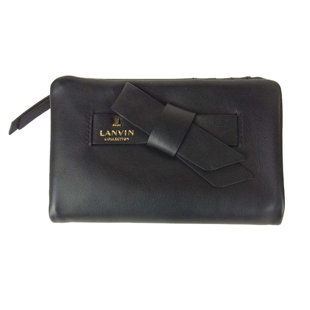 LANVIN ランバン 1717372 コレクション ラペリパース レザー 折財布 ファスナー小銭入れ ブラック系【新古品】【未使用】【中古】