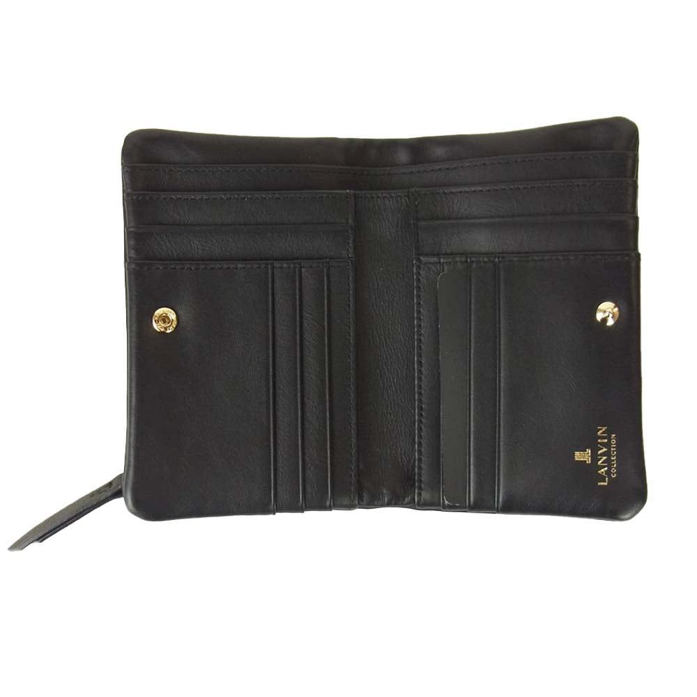 LANVIN ランバン 1717372 コレクション ラペリパース レザー 折財布 ファスナー小銭入れ ブラック系【新古品】【未使用】【中古】