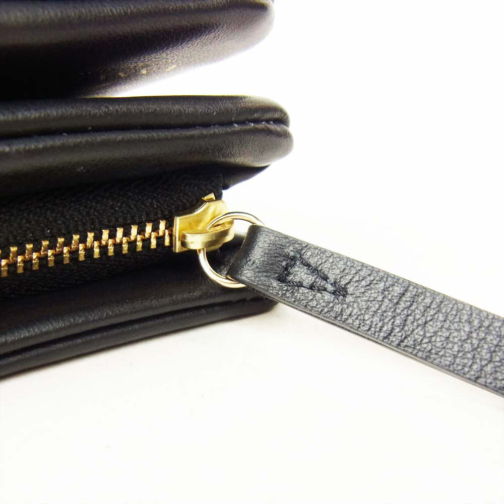 LANVIN ランバン 1717372 コレクション ラペリパース レザー 折財布 ファスナー小銭入れ ブラック系【新古品】【未使用】【中古】