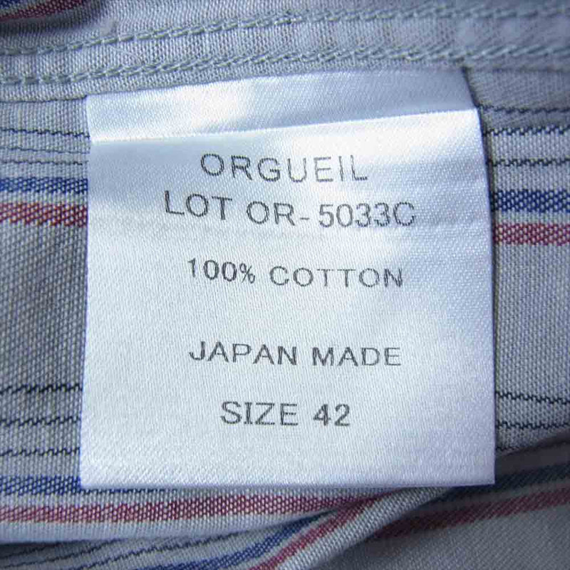 ORGUEIL オルゲイユ OR-5033C Standard collar スタンダード カラー シャツ グレー系 42【新古品】【未使用】【中古】