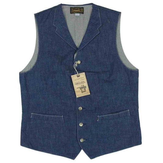 ORGUEIL オルゲイユ OR-4131B Denim Gilet デニム ジレ ベスト インディゴブルー系 42【新古品】【未使用】【中古】