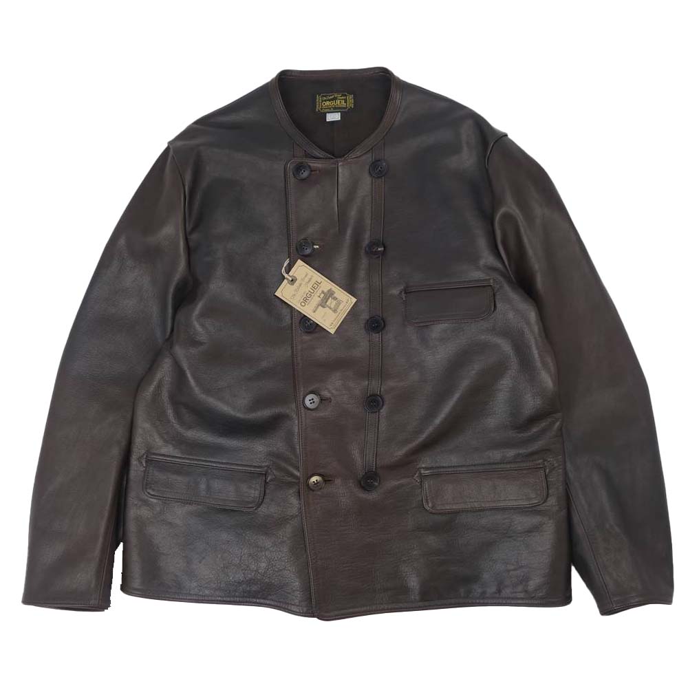 ORGUEIL オルゲイユ OR-4078 Double Leather Jacket ホースハイド ダブル レザージャケット ダークブラウン系 48【新古品】【未使用】【中古】