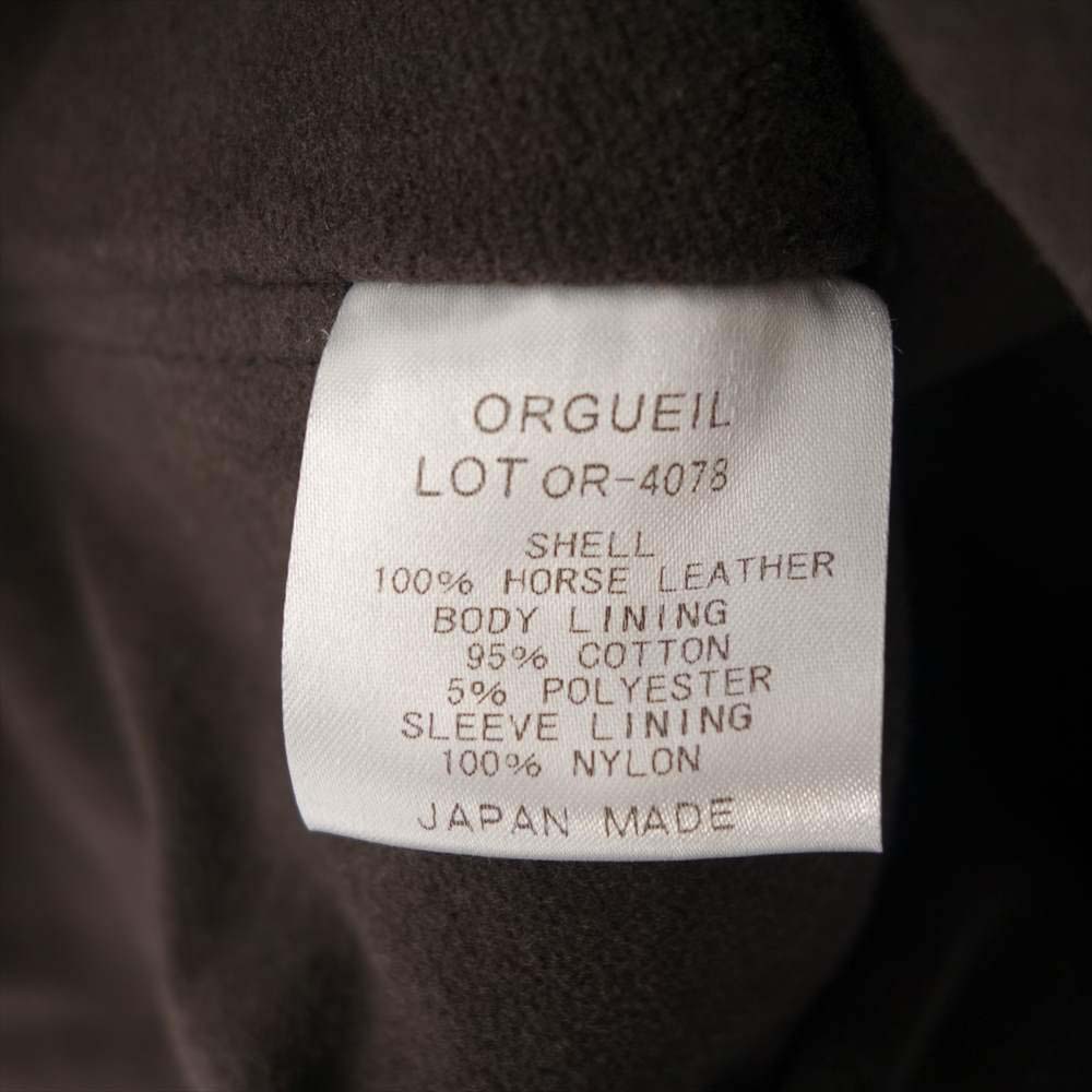 ORGUEIL オルゲイユ OR-4078 Double Leather Jacket ホースハイド ダブル レザージャケット ダークブラウン系 48【新古品】【未使用】【中古】