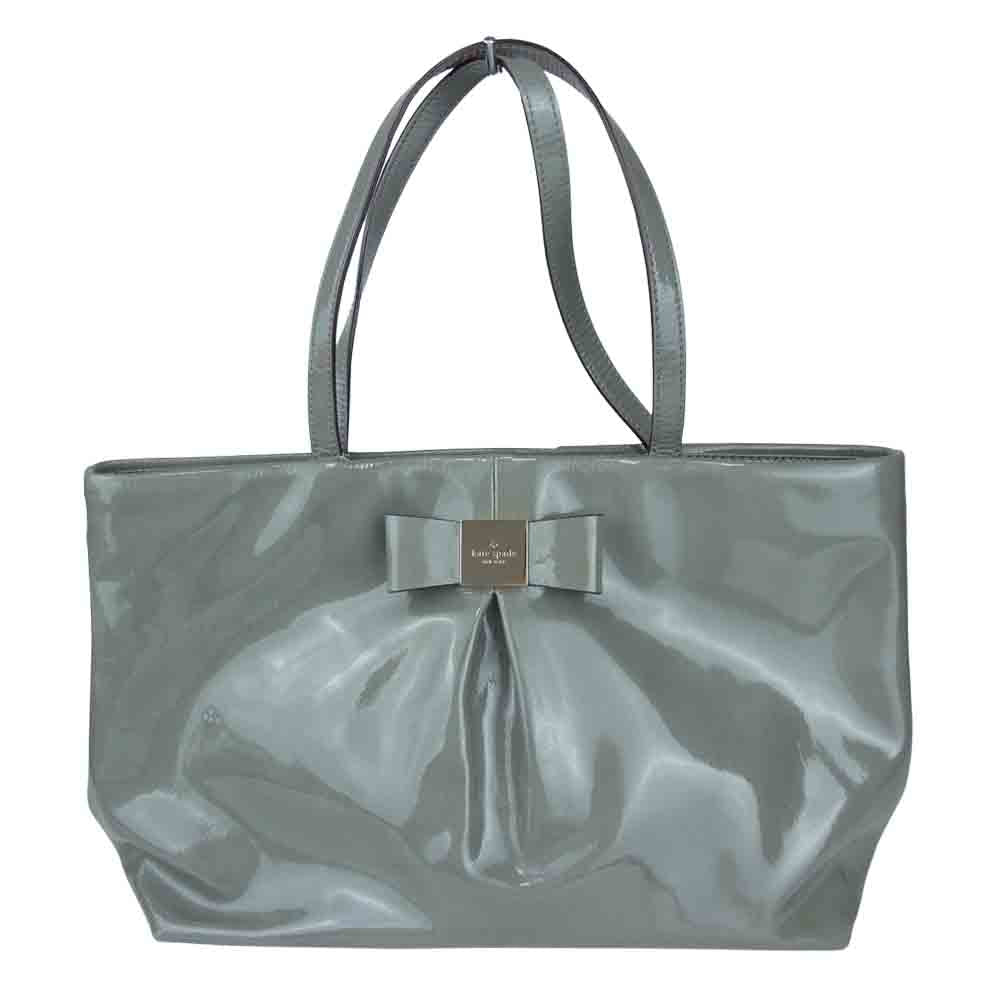 Kate Spade ケイトスペード ロゴプレート エナメル ハンド バッグ グレー系【中古】