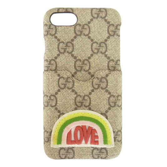 GUCCI グッチ 476414 572353 Monogram Embroidered Rainbow iPhone 7.8 SE スマホケース【中古】