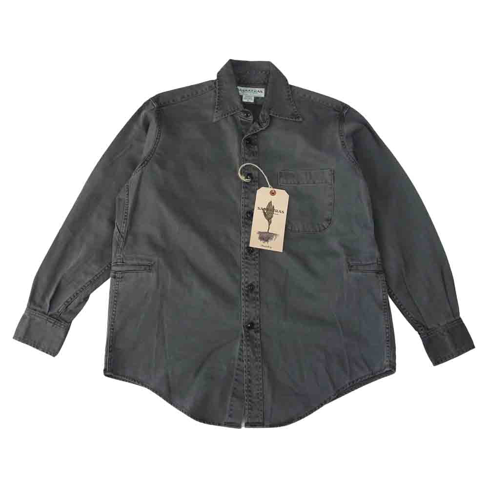SASAFRAS ササフラス SF-201720 Wheel Barrow Shirt Satin ウィール バロー シャツ サテン ブラック系 S【新古品】【未使用】【中古】