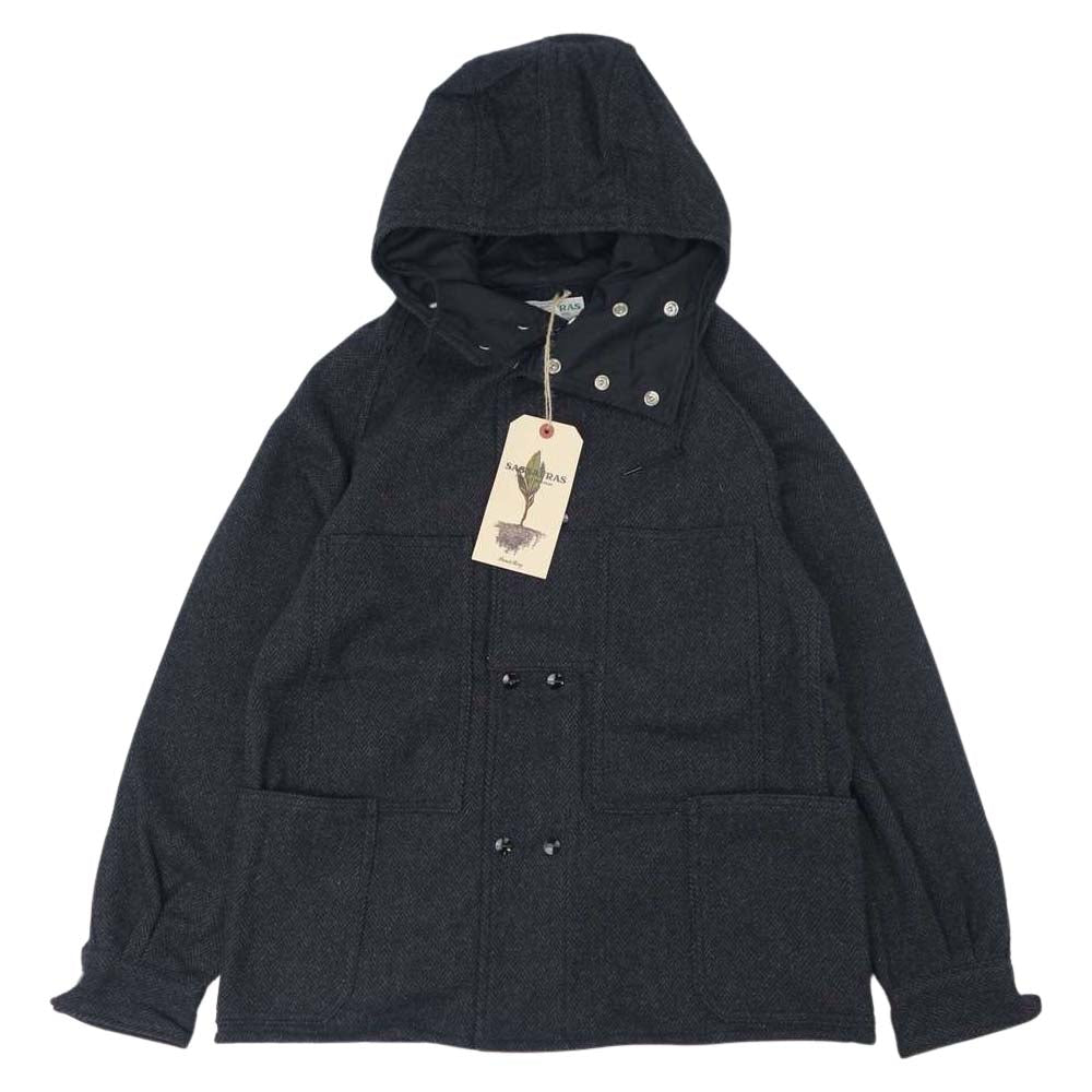 SASAFRAS ササフラス SF-201704 Blower Bud TP Jacket Herrinbone Blanket ブロワー バド TP ジャケット ヘリンボーン ブランケット ジャケット チャコール系 XS【新古品】【未使用】【中古】