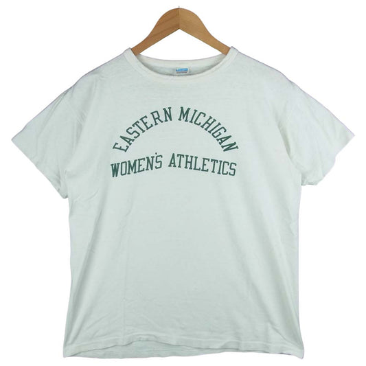 Champion チャンピオン ヴィンテージ 70s 80s バータグ プリント 半袖 Tシャツ コットン オフホワイト系 XL【中古】