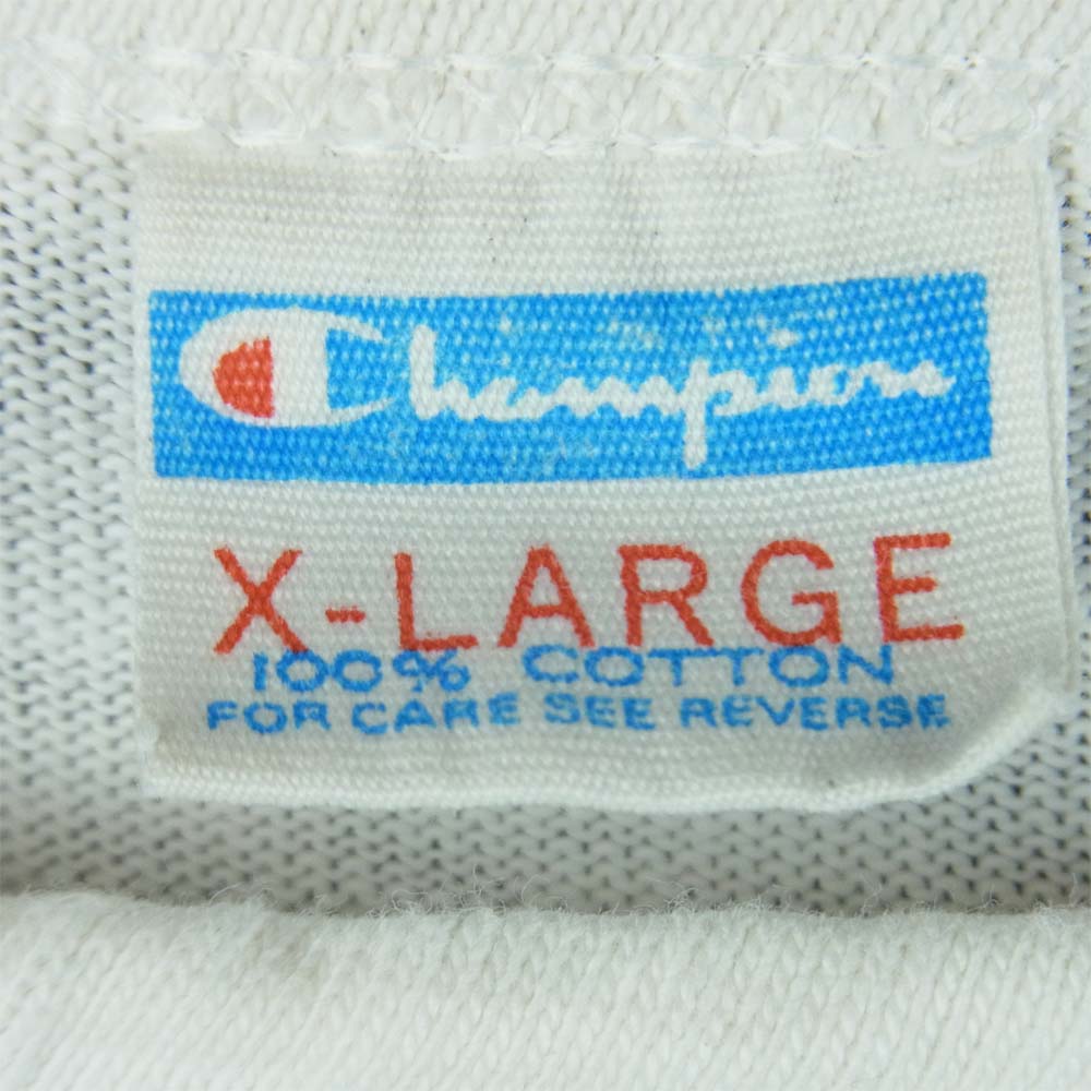Champion チャンピオン ヴィンテージ 70s 80s バータグ プリント 半袖 Tシャツ コットン オフホワイト系 XL【中古】