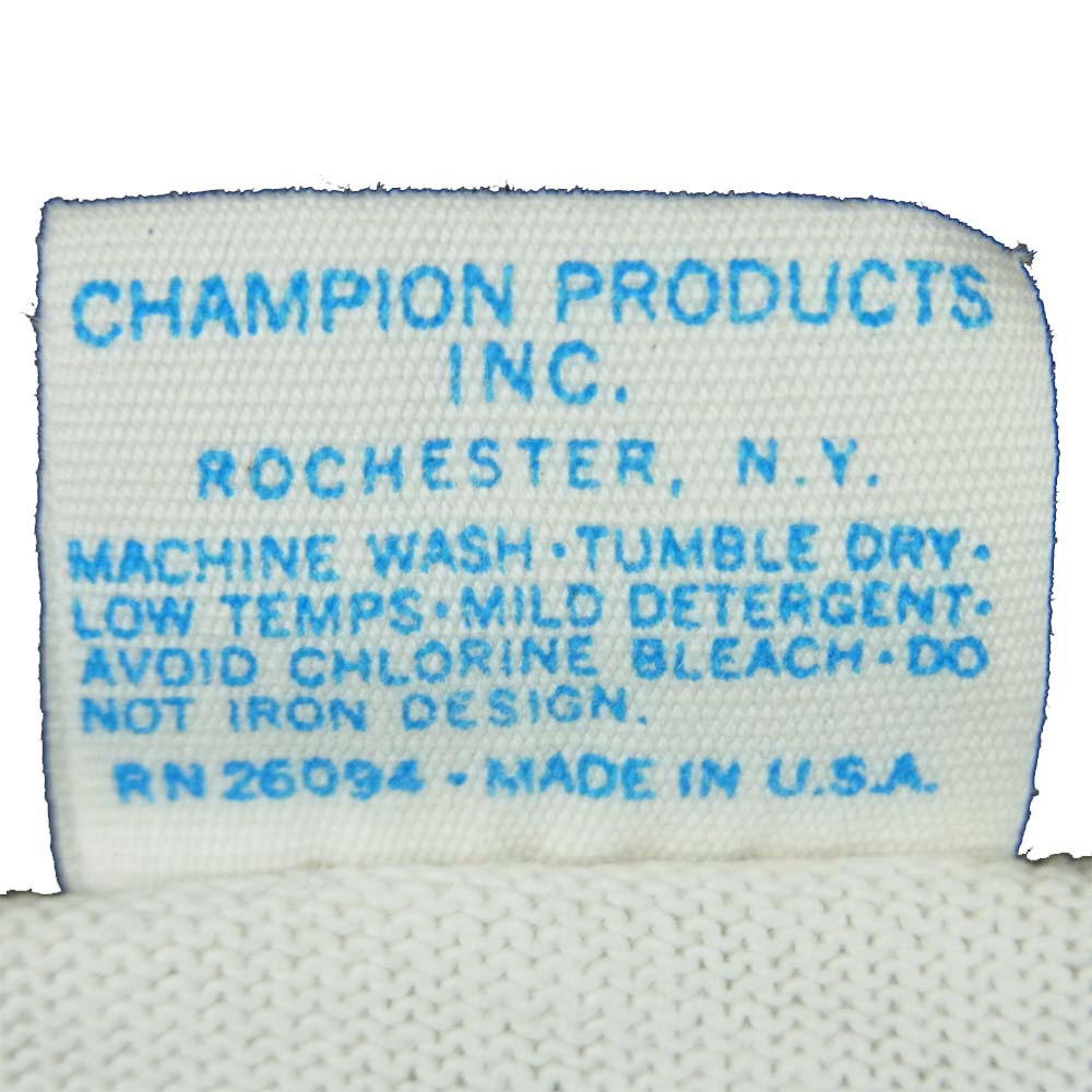 Champion チャンピオン ヴィンテージ 70s 80s バータグ プリント 半袖 Tシャツ コットン オフホワイト系 XL【中古】