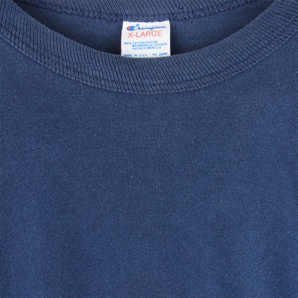 Champion チャンピオン ヴィンテージ 80s トリコタグ バックプリント 半袖 Tシャツ コットン ネイビー系 XL【中古】