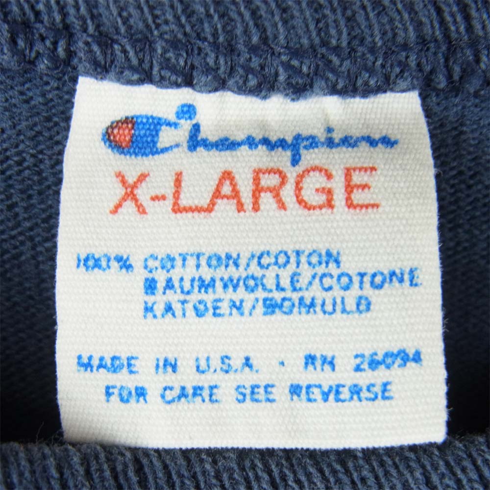 Champion チャンピオン ヴィンテージ 80s トリコタグ バックプリント 半袖 Tシャツ コットン ネイビー系 XL【中古】