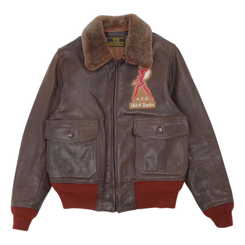 Buzz Rickson's バズリクソンズ BR80190 AN6552 フライングタイガース 3rd Pursuit Squadron レザー フライト ブラウン系 36【中古】