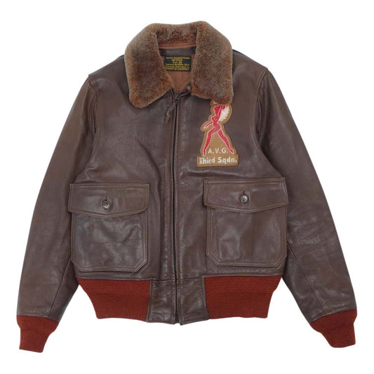 Buzz Rickson's バズリクソンズ BR80190 AN6552 フライングタイガース 3rd Pursuit Squadron レザー フライト ブラウン系 36【中古】