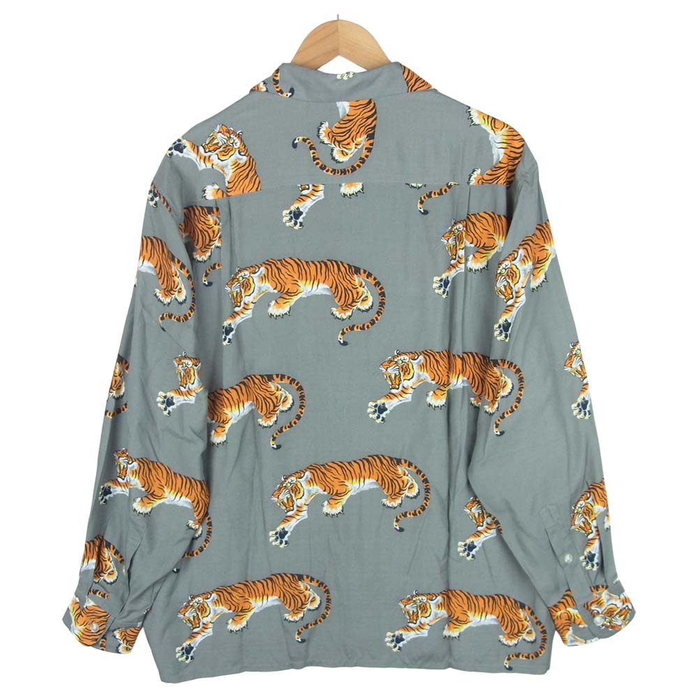 WACKO MARIA ワコマリア 21AW TIMLEHI-WM-HI24 TIM LEHI L/S HAWAIIAN SHIRT ティムリーハイ タイガー ハワイアン 長袖 シャツ グレー系 L【新古品】【未使用】【中古】