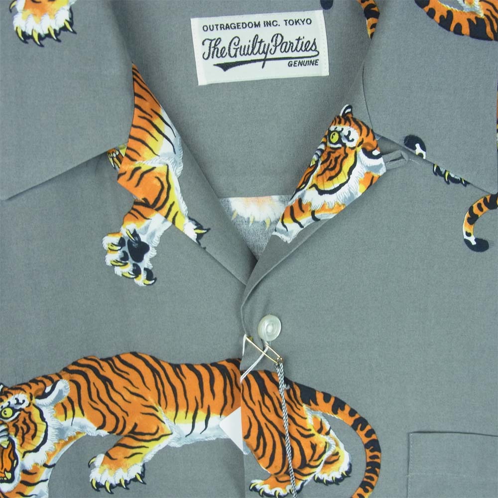 WACKO MARIA ワコマリア 21AW TIMLEHI-WM-HI24 TIM LEHI L/S HAWAIIAN SHIRT ティムリーハイ タイガー ハワイアン 長袖 シャツ グレー系 L【新古品】【未使用】【中古】
