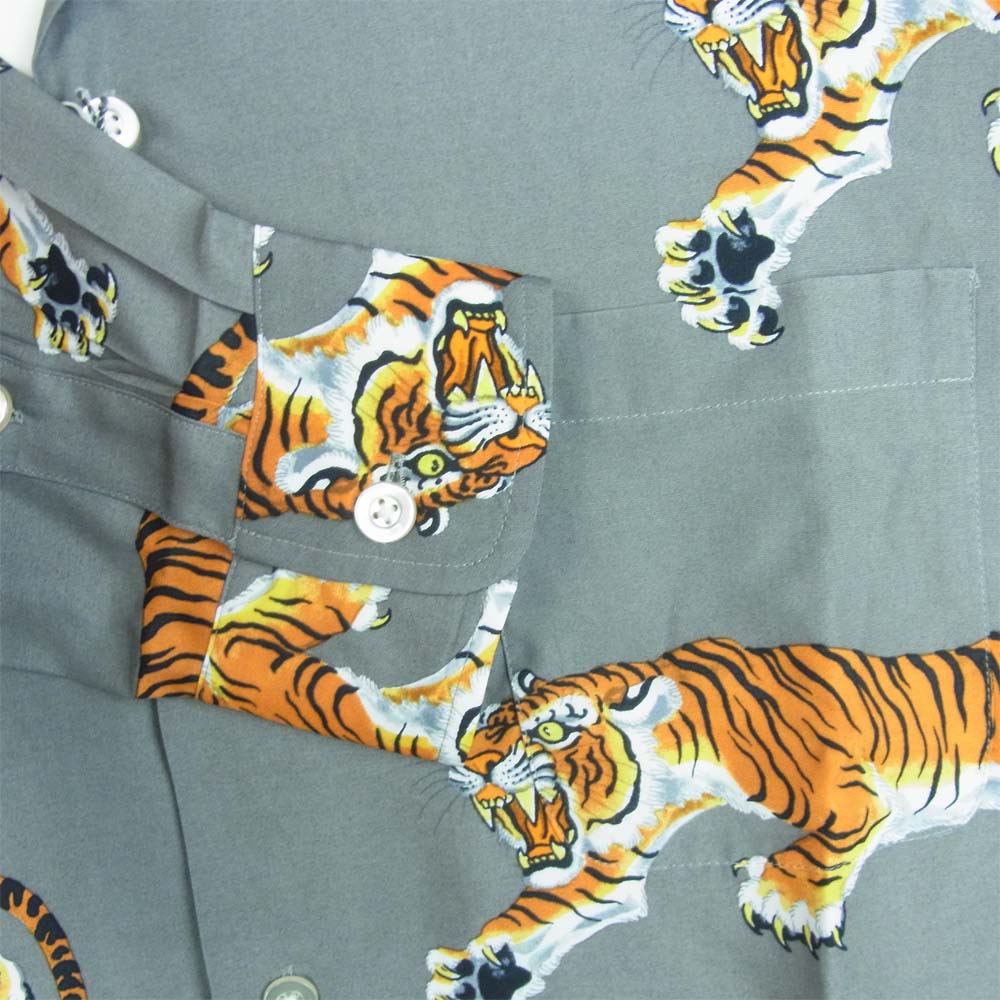 WACKO MARIA ワコマリア 21AW TIMLEHI-WM-HI24 TIM LEHI L/S HAWAIIAN SHIRT ティムリーハイ タイガー ハワイアン 長袖 シャツ グレー系 L【新古品】【未使用】【中古】