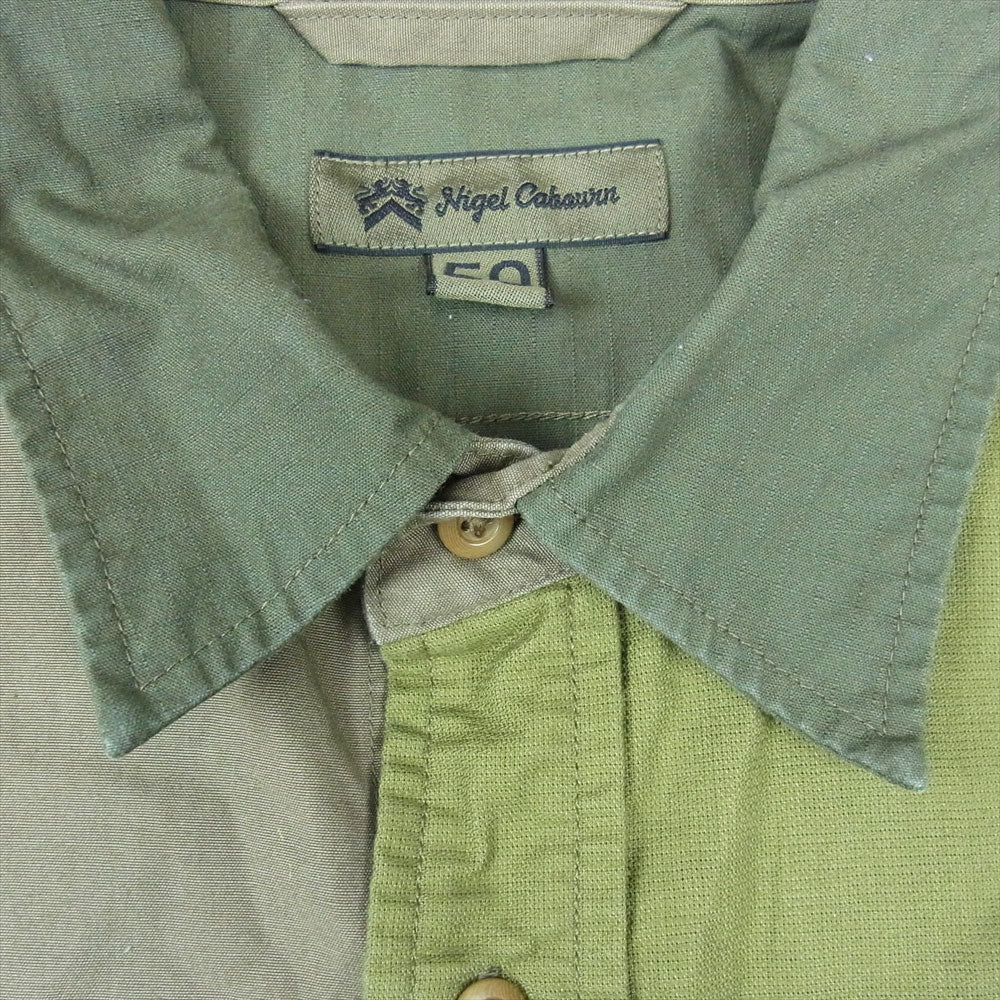 Nigel Cabourn ナイジェルケーボン 8040-00-11004 DESERT ARMY SHIRT S/S デザント アーミー 半袖 シャツ カーキ系【美品】【中古】
