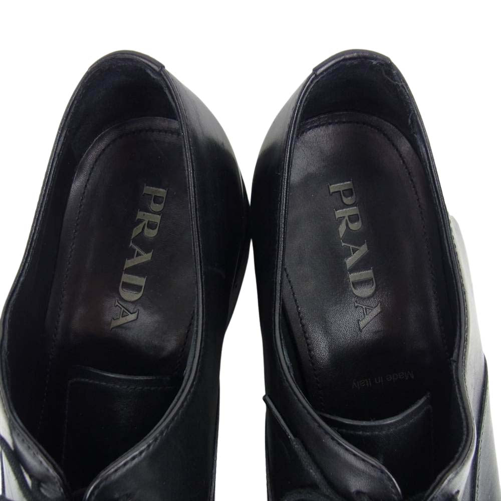 PRADA プラダ 20AW 2EE351 プレーントゥ レザー シューズ ブラック系 8.5【中古】