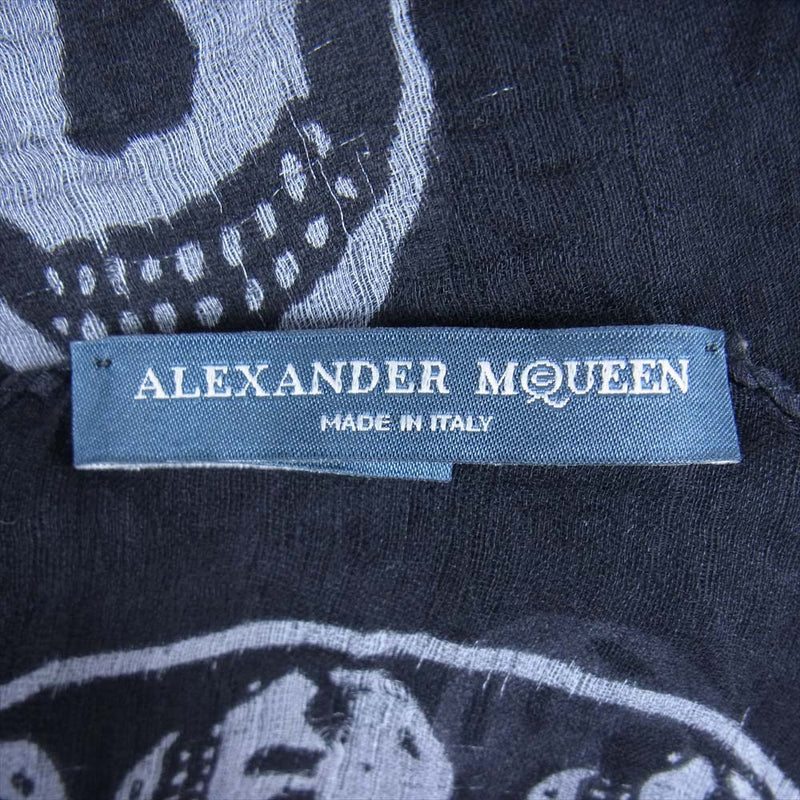 Alexander McQueen アレキサンダーマックイーン スカル スカーフ マフラー イタリア製 ブラック系【中古】