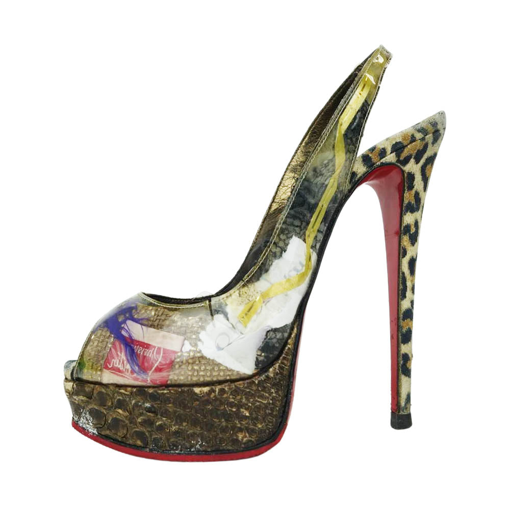 Christian Louboutin クリスチャンルブタン 1130244 FLO SLING 120 PATENT パテントレザー ヒール パンプス マルチカラー系 37【中古】