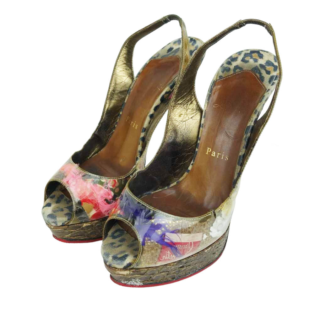 Christian Louboutin クリスチャンルブタン 1130244 FLO SLING 120 PATENT パテントレザー ヒール パンプス マルチカラー系 37【中古】
