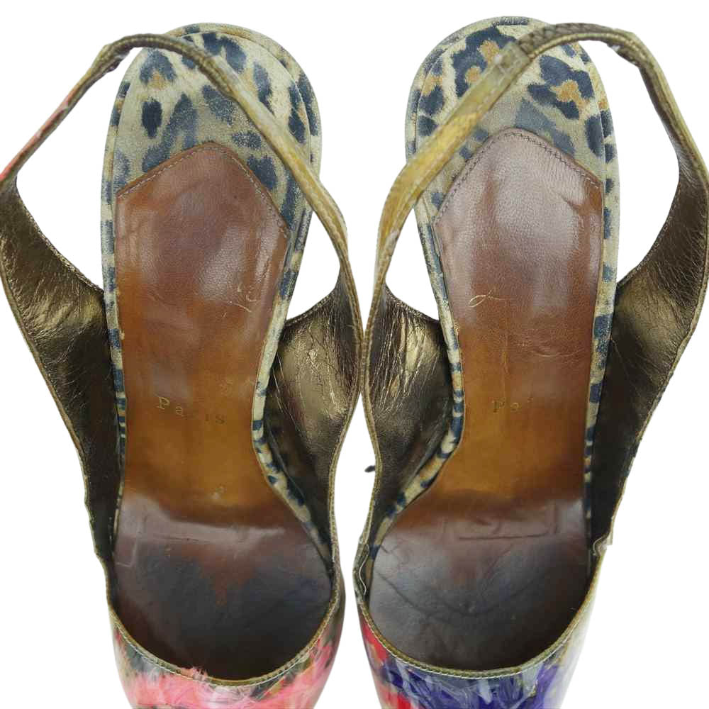 Christian Louboutin クリスチャンルブタン 1130244 FLO SLING 120 PATENT パテントレザー ヒール パンプス マルチカラー系 37【中古】