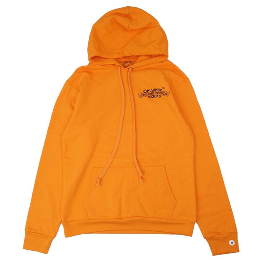 CHROME HEARTS クロムハーツ（原本無） × OFF-WHITE HD PLVR V オフホワイト ロゴ バックプリント プルオーバー パーカー オレンジ系 M【極上美品】【中古】