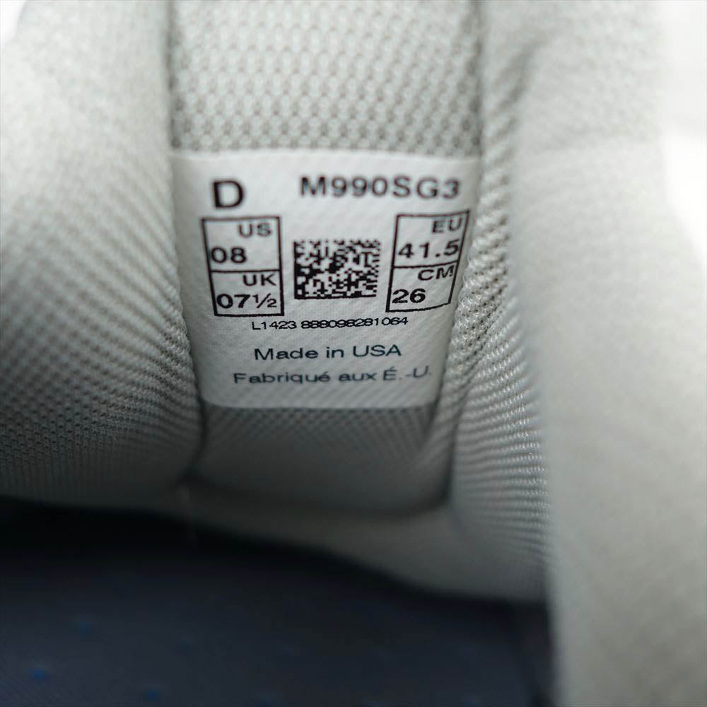 NEW BALANCE ニューバランス M990SG3 米国製 SLIP-ON 3代目 メイド イン USA スリッポン サンダル グレー系 26cm【極上美品】【中古】