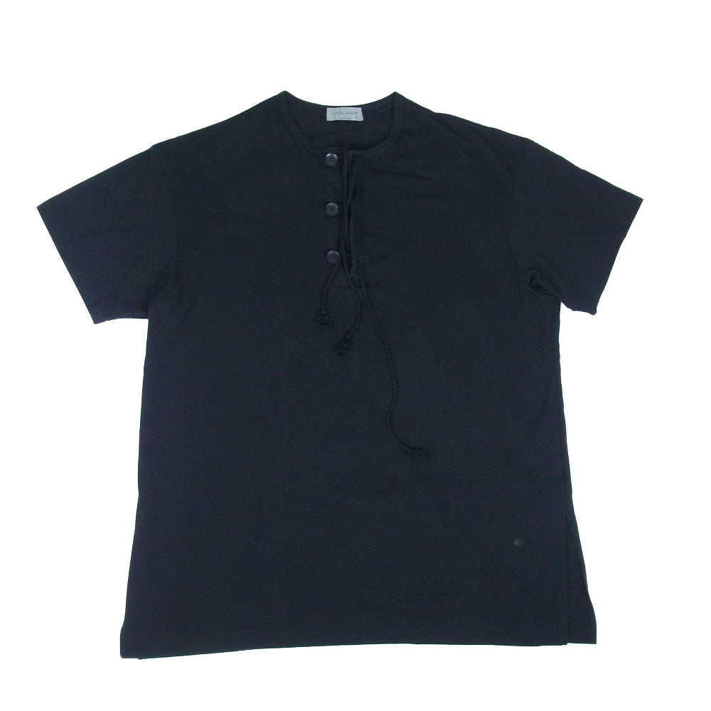 Yohji Yamamoto ヨウジヤマモト POUR HOMME プールオム HD-T12-078 21SS ヘンリー 半袖 カットソー ブラック系 3【美品】【中古】