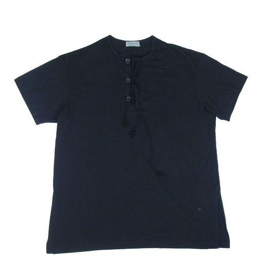 Yohji Yamamoto ヨウジヤマモト POUR HOMME プールオム HD-T12-078 21SS ヘンリー 半袖 カットソー ブラック系 3【美品】【中古】