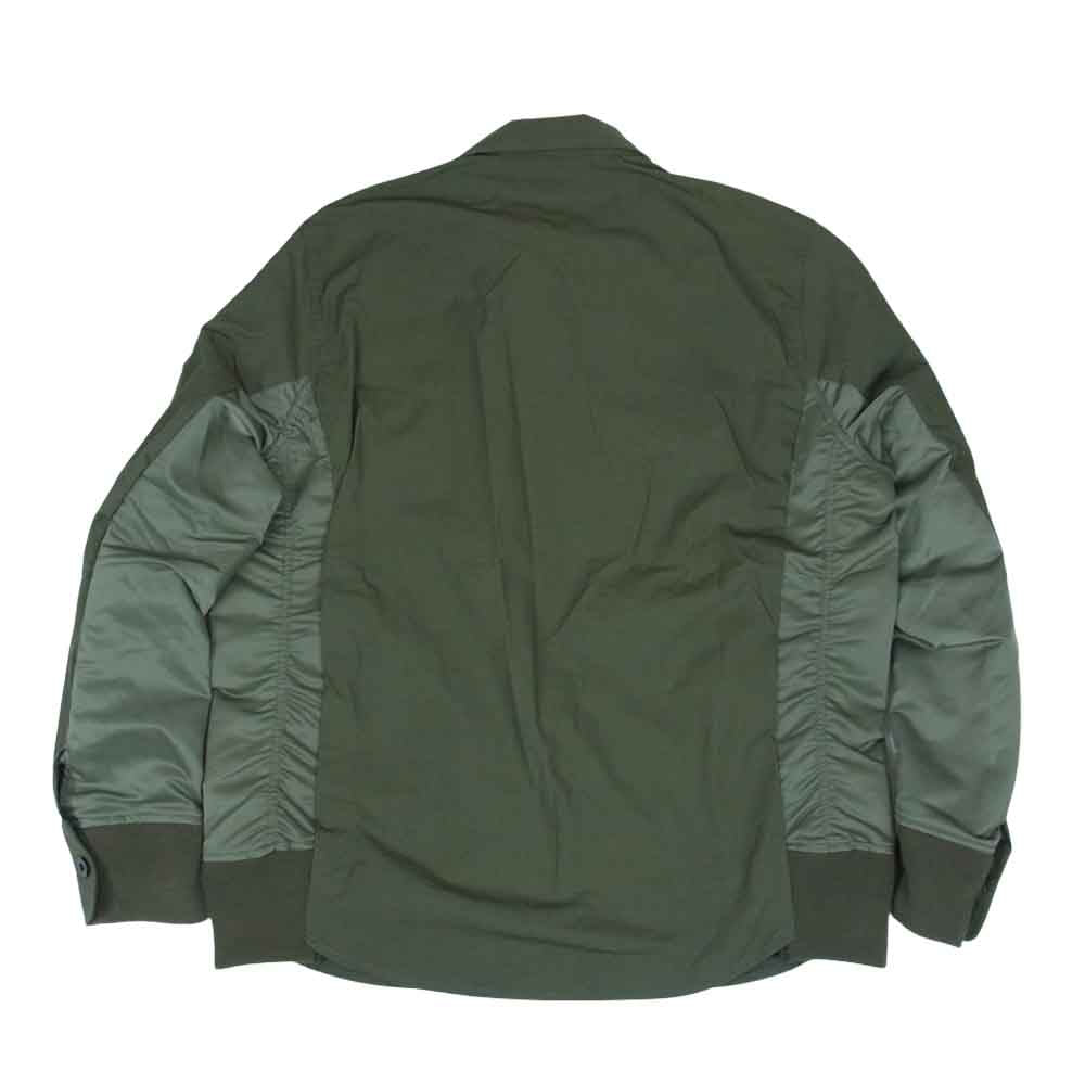 Sacai サカイ 21SS SCM-040 Cotton Oxford  Nylon Twill Shirt コットン オックスフォード ナイロン ツイル ミリタリー シャツ カーキ系 3【美品】【中古】