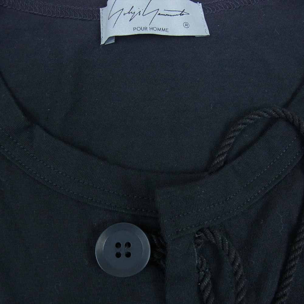 Yohji Yamamoto ヨウジヤマモト POUR HOMME プールオム HD-T14-078 21SS ストリング ヘンリー カーディガン ブラック系 3【美品】【中古】