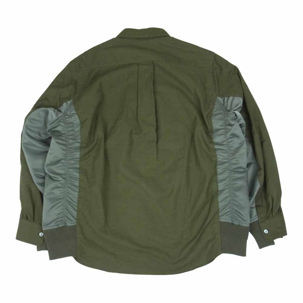 Sacai サカイ 20-02357M Nylon Twill Cotton Shirt ナイロン ツイル ミリタリー ドッキング シャツ MA1 カーキ系 4【美品】【中古】