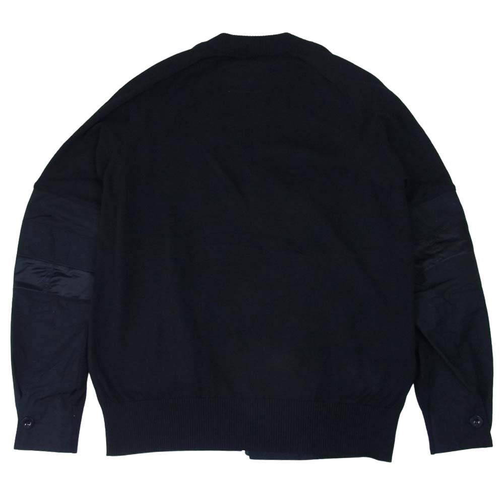 Sacai サカイ 21-02507M cotton nylon oxford knit blouson コットン ナイロン オックスフォード コンビネーション ニット ブルゾン ブラック系【美品】【中古】