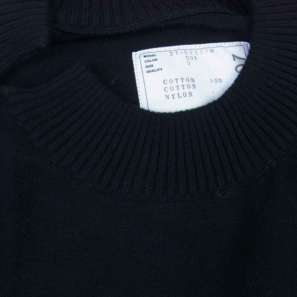 Sacai サカイ 21-02507M cotton nylon oxford knit blouson コットン ナイロン オックスフォード コンビネーション ニット ブルゾン ブラック系【美品】【中古】