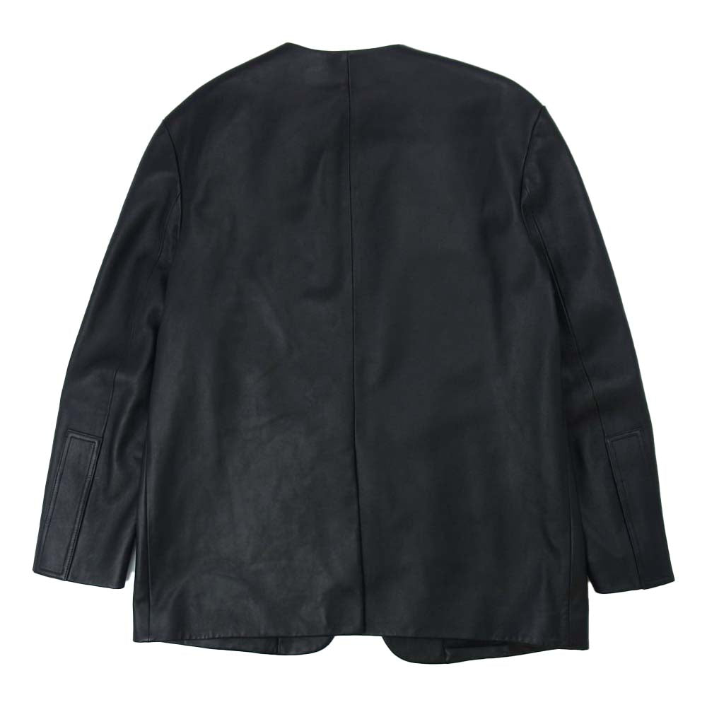 MAISON MARTIN MARGIELA メゾンマルタンマルジェラ 17AW S30BN0387SY0678 14ライン Collarless Leather Jacket ノーカラー シープレザー ジャケット ブラック系 54【美品】【中古】