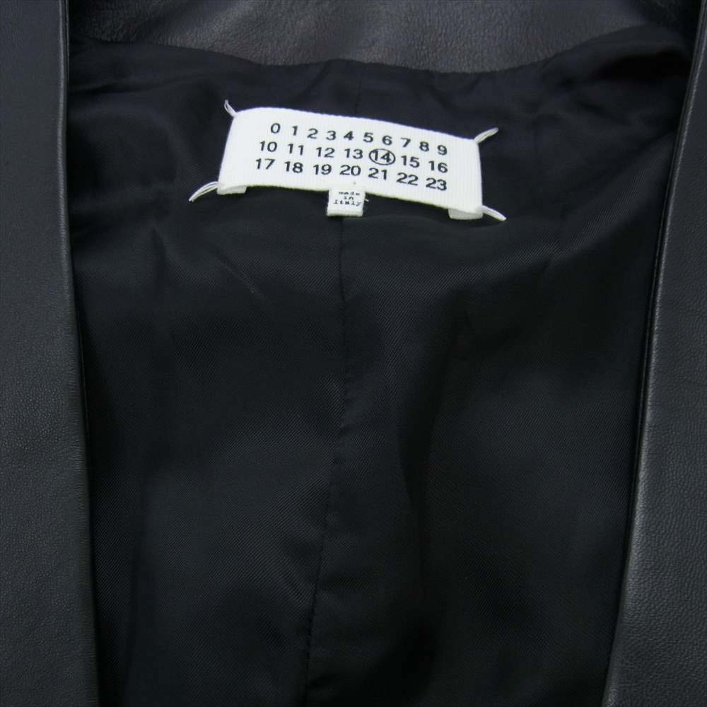 MAISON MARTIN MARGIELA メゾンマルタンマルジェラ 17AW S30BN0387SY0678 14ライン Collarless Leather Jacket ノーカラー シープレザー ジャケット ブラック系 54【美品】【中古】