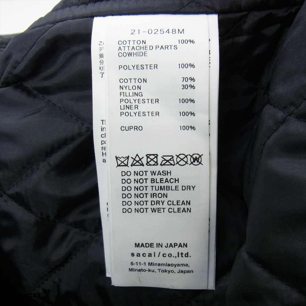 Sacai サカイ 21-02548M oversized contrast panel biker jacket レザー キルティング ドッキング コンビネーション ライダース カーキ系 ブラック系 3【極上美品】【中古】