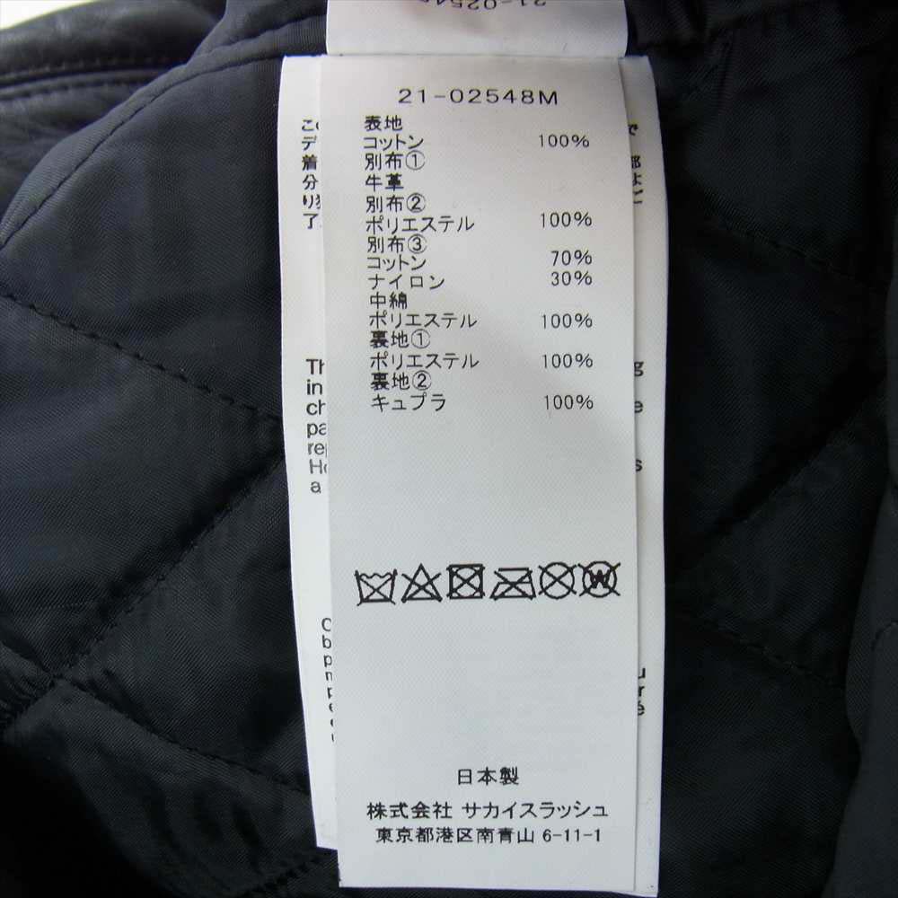 Sacai サカイ 21-02548M oversized contrast panel biker jacket レザー キルティング ドッキング コンビネーション ライダース カーキ系 ブラック系 3【極上美品】【中古】