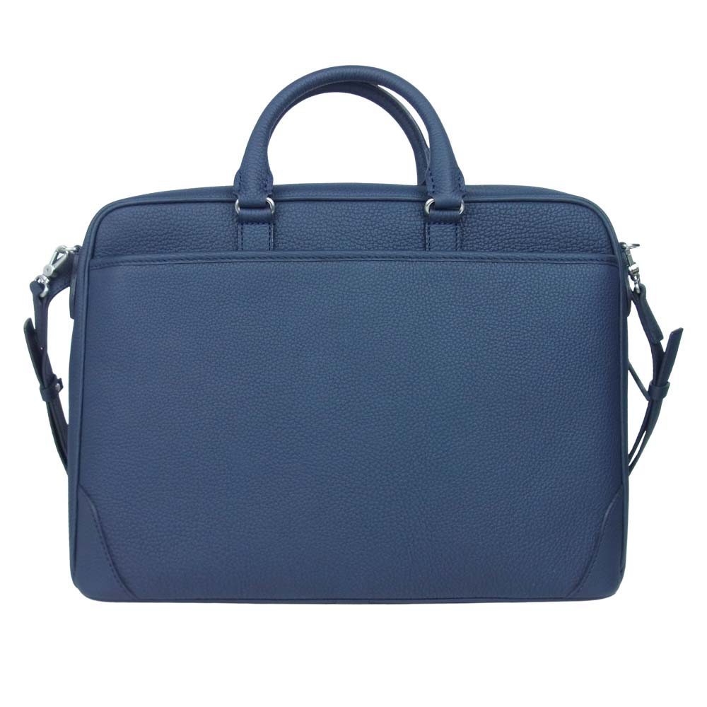フジタカ 2WAY レザー ショルダー ブリーフ ケース ダークネイビー系【美品】【中古】