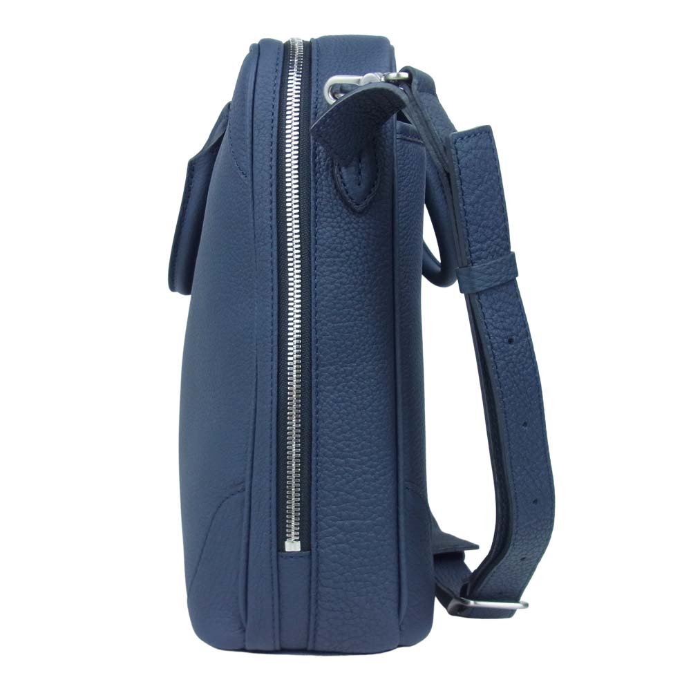 フジタカ 2WAY レザー ショルダー ブリーフ ケース ダークネイビー系【美品】【中古】