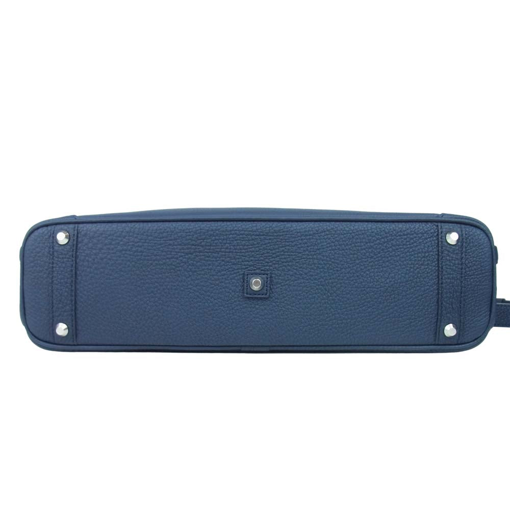 フジタカ 2WAY レザー ショルダー ブリーフ ケース ダークネイビー系【美品】【中古】