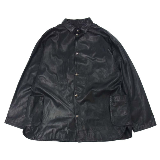PORTER CLASSIC ポータークラシック PC-017-1715-10-3 PC LEATHER SHIRT JACKET SILVER BUTTONS レザー シャツ ジャケット ブラック系 3【極上美品】【中古】